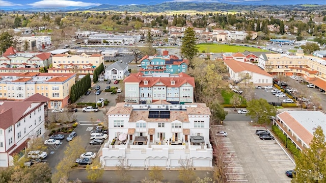 aerial view with a residential view and a mountain view