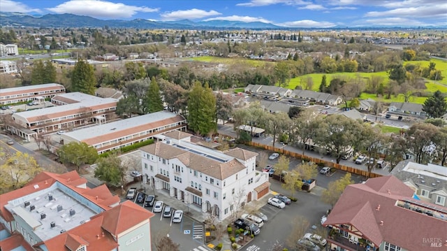 drone / aerial view with a mountain view