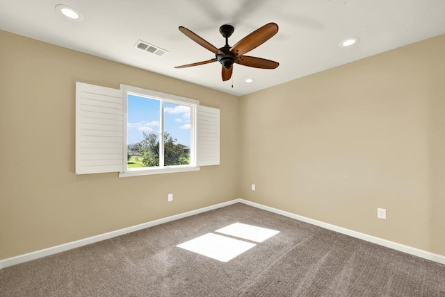 9862 Whalen Rd, Wallace, CA 95252 - empty room featuring a ceiling fan, recessed lighting, baseboards, and carpet