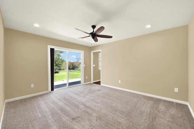 9862 Whalen Rd, Wallace, CA 95252 - unfurnished room with carpet floors, baseboards, a ceiling fan, and recessed lighting