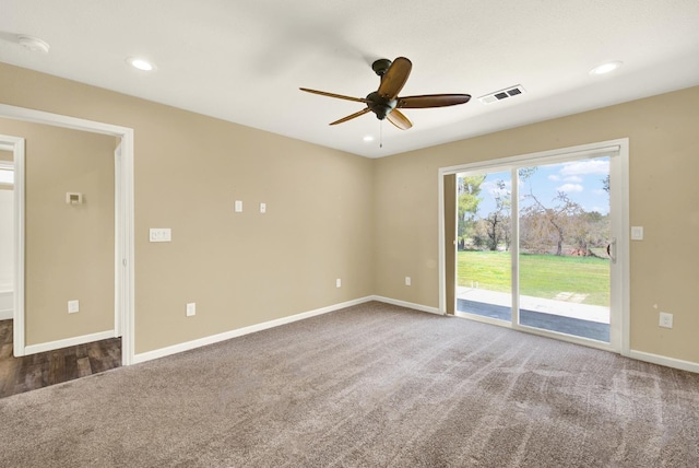 9862 Whalen Rd, Wallace, CA 95252 - carpeted spare room with a ceiling fan, baseboards, a smoke detector, and recessed lighting