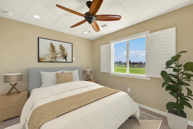9862 Whalen Rd, Wallace, CA 95252 - bedroom with baseboards, recessed lighting, and a ceiling fan
