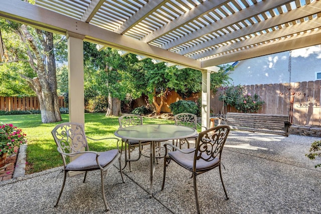 view of patio / terrace featuring outdoor dining space and a fenced backyard