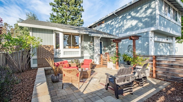 view of patio / terrace featuring an outdoor living space