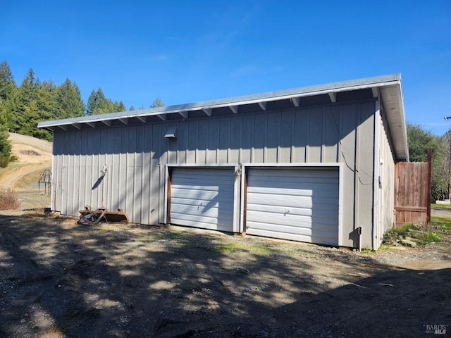 view of detached garage