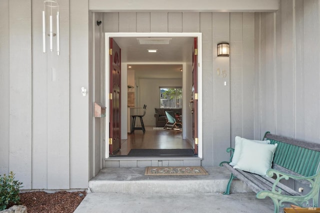 entrance to property with board and batten siding