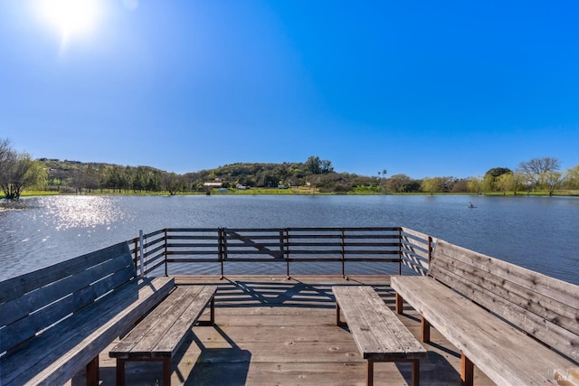 view of dock featuring a water view