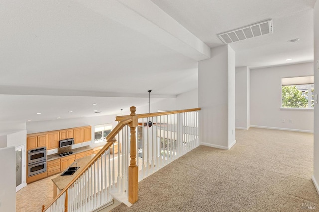 2550 Duncan St, Dixon, CA 95620 - hall with a sink, light carpet, baseboards, and recessed lighting