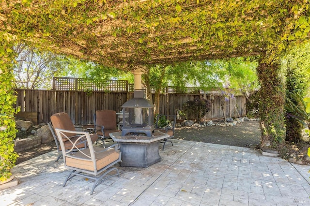 2550 Duncan St, Dixon, CA 95620 - fenced backyard featuring a fire pit and a patio