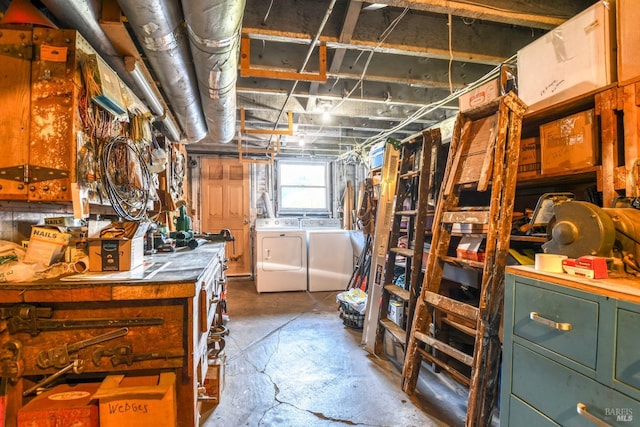 basement with separate washer and dryer