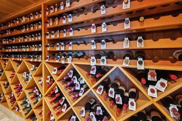 view of wine cellar