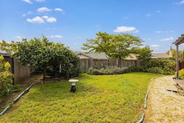 view of yard featuring a fenced backyard