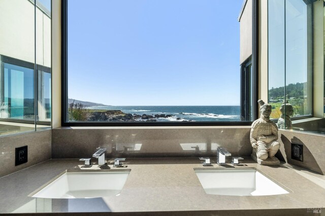 interior space featuring a sink and tasteful backsplash