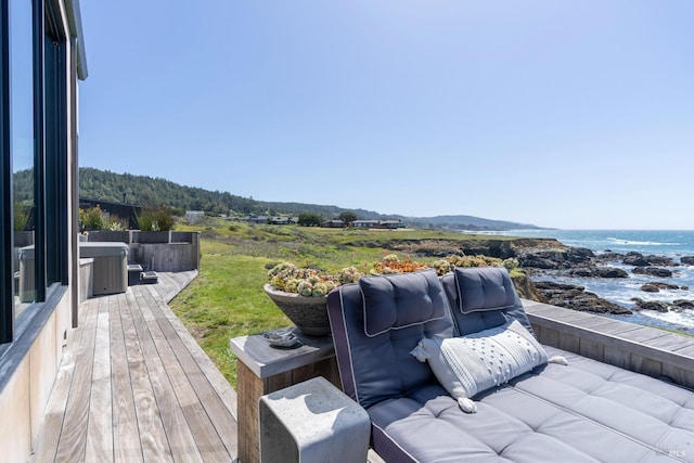 deck featuring a mountain view