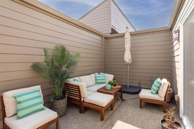 view of patio featuring an outdoor hangout area