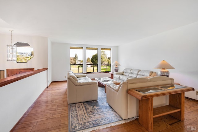 living area featuring light wood finished floors