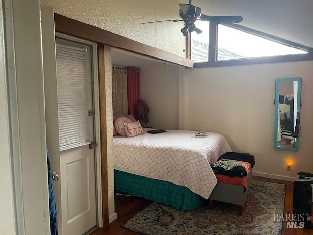 505 Petaluma Blvd N, Petaluma, CA 94952 - bedroom featuring wood finished floors, a ceiling fan, and baseboards