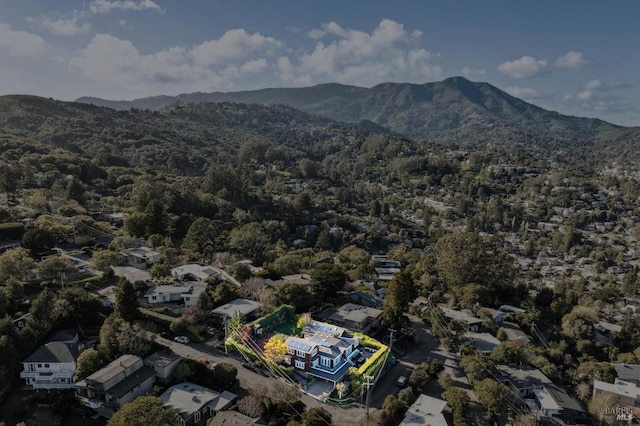 birds eye view of property with a mountain view