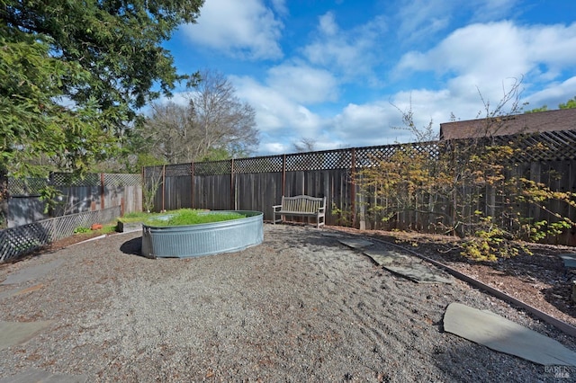 view of yard featuring a fenced backyard