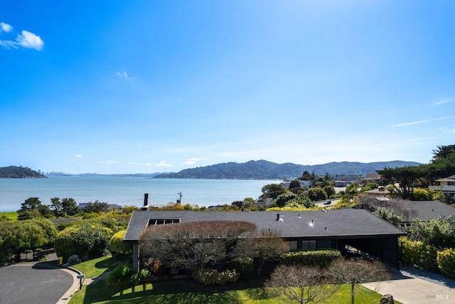 view of water feature with a mountain view