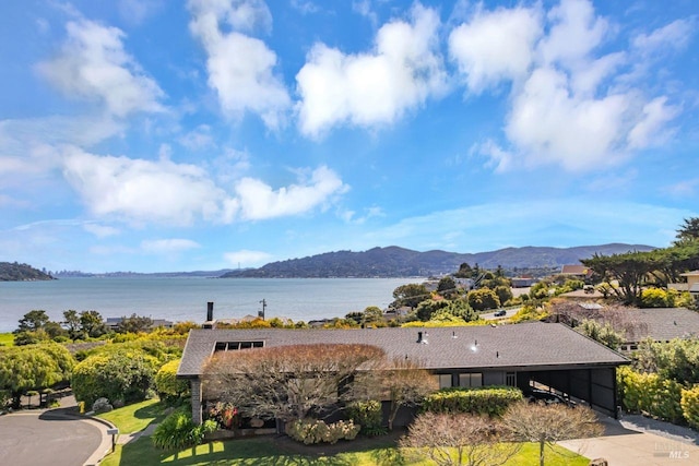 property view of mountains featuring a water view