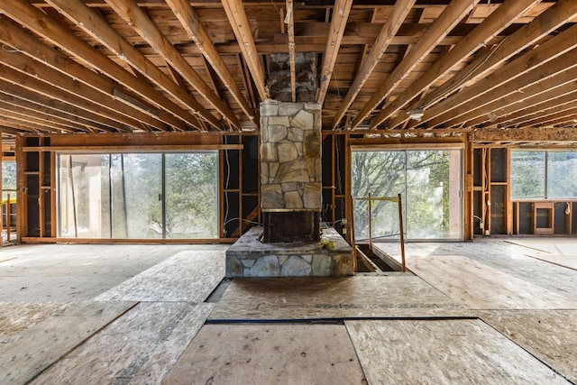 misc room featuring a wood stove