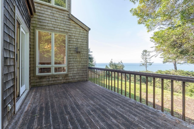 deck with a water view