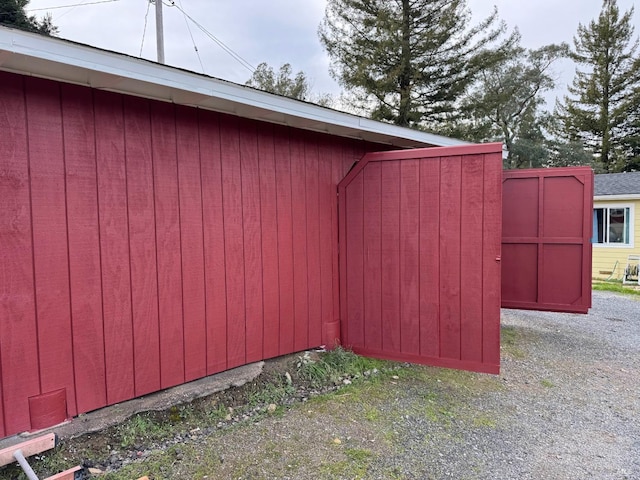 exterior space with an outbuilding