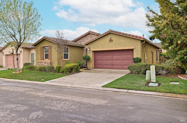 503 Twin Lakes Ln, Rio Vista, CA 94571 - view of front of home featuring an attached garage, a front lawn, and stucco siding