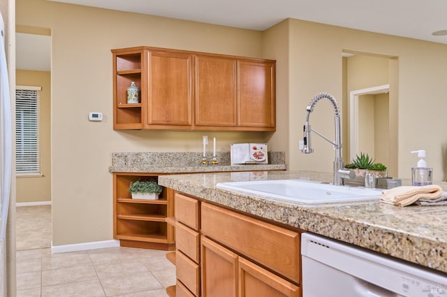 503 Twin Lakes Ln, Rio Vista, CA 94571 - kitchen featuring open shelves, white dishwasher, a sink, and light countertops