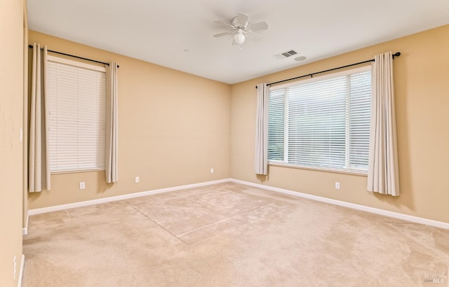 503 Twin Lakes Ln, Rio Vista, CA 94571 - empty room with baseboards, a ceiling fan, visible vents, and carpet