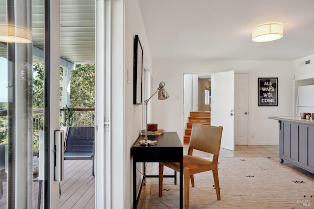dining space featuring visible vents