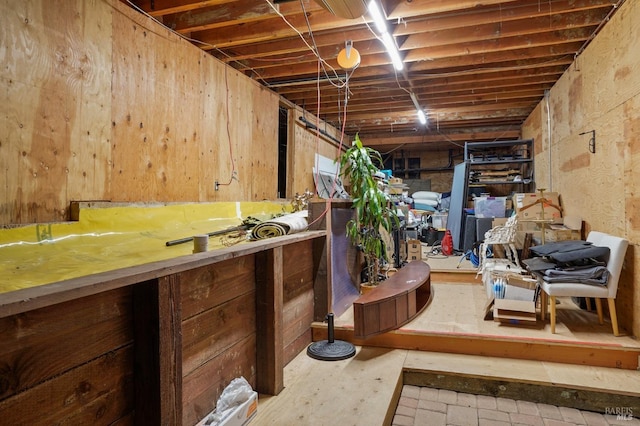 view of unfinished basement
