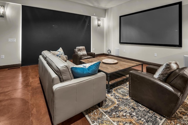 home theater featuring baseboards