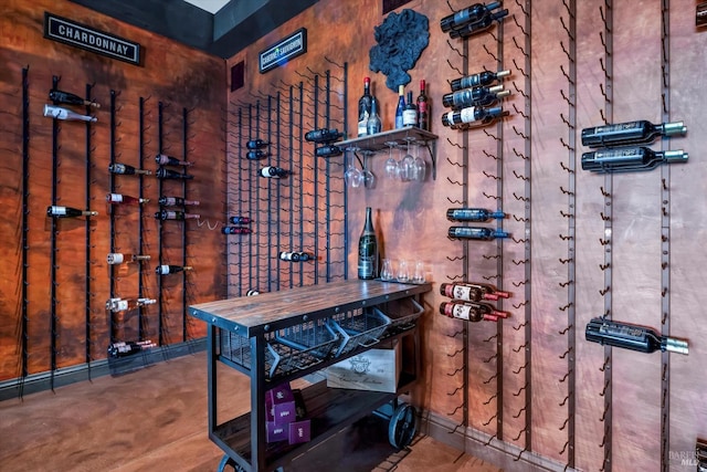 view of wine cellar