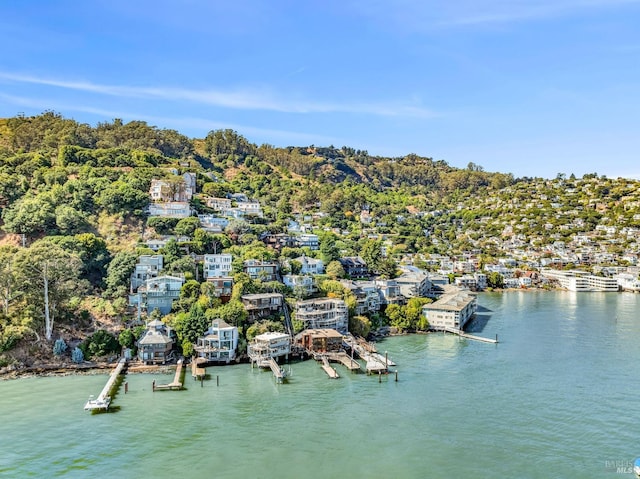bird's eye view featuring a water view