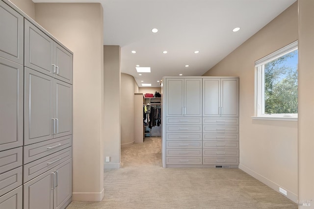 unfurnished bedroom featuring recessed lighting, visible vents, baseboards, and light colored carpet