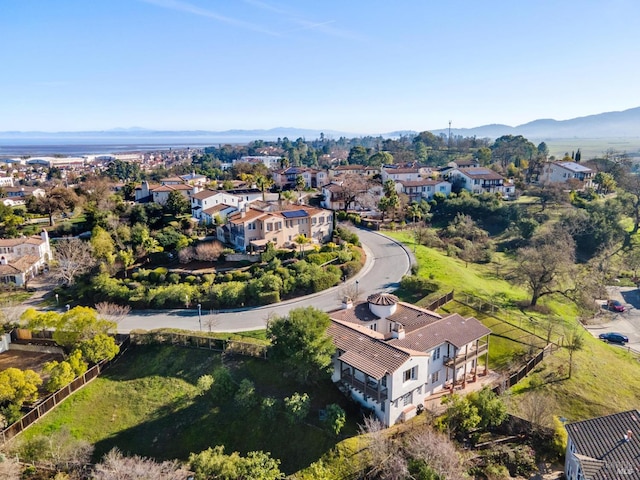 bird's eye view featuring a mountain view and a residential view