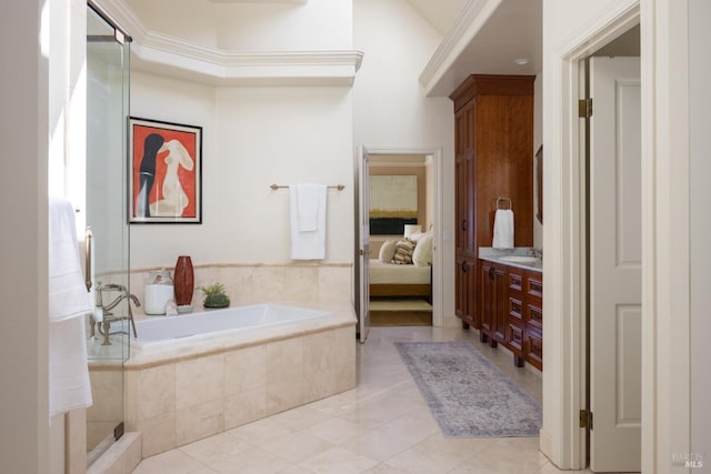 1706 Garnett Creek Ct, Calistoga, CA 94515 - bathroom with vanity, a garden tub, ensuite bathroom, and tile patterned floors