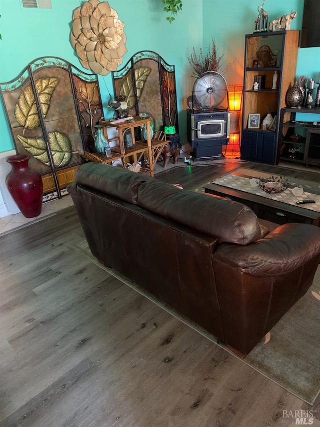 living area with wood finished floors