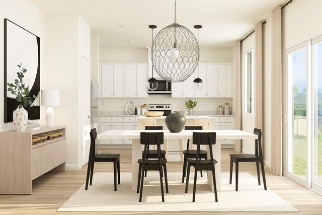 kitchen featuring light wood-style flooring, plenty of natural light, and stainless steel appliances