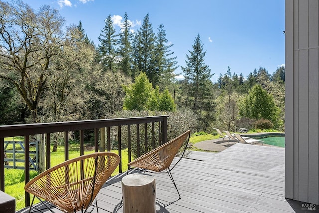 3651 Bones Rd, Sebastopol, CA 95472 - wooden terrace featuring a swimming pool