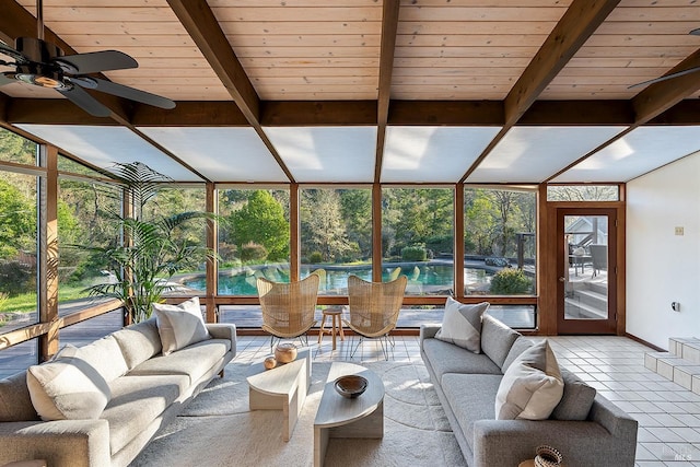 3651 Bones Rd, Sebastopol, CA 95472 - sunroom / solarium featuring an outdoor living space and ceiling fan