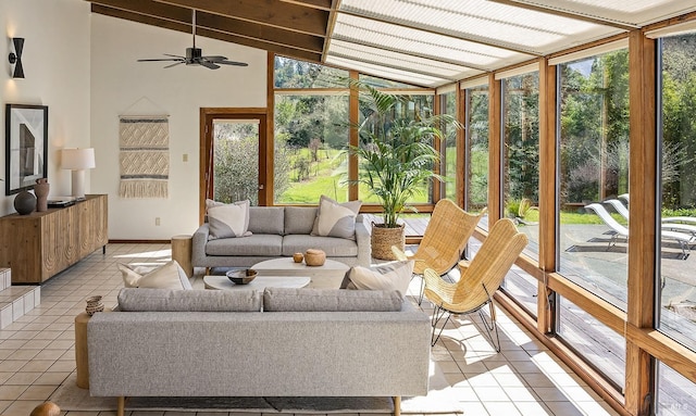 3651 Bones Rd, Sebastopol, CA 95472 - sunroom / solarium with tile patterned floors, vaulted ceiling, and baseboards