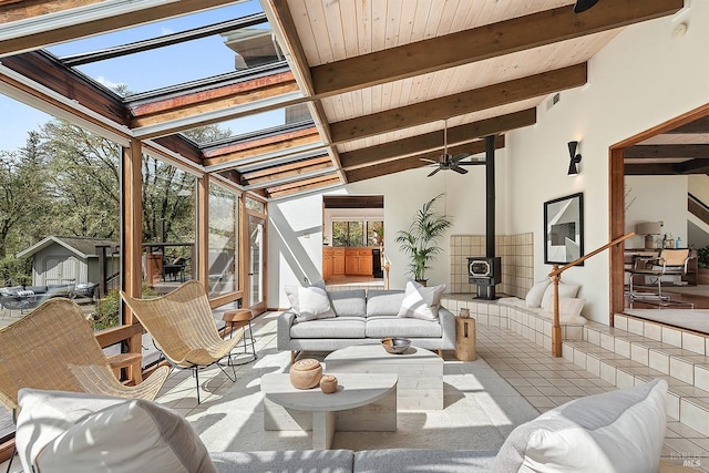 3651 Bones Rd, Sebastopol, CA 95472 - sunroom with a wood stove
