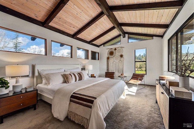 3651 Bones Rd, Sebastopol, CA 95472 - bedroom with light carpet and wood ceiling