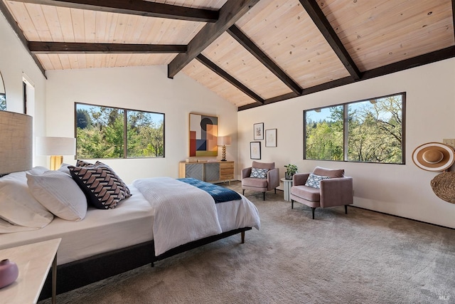 3651 Bones Rd, Sebastopol, CA 95472 - bedroom featuring wood ceiling, carpet, and multiple windows