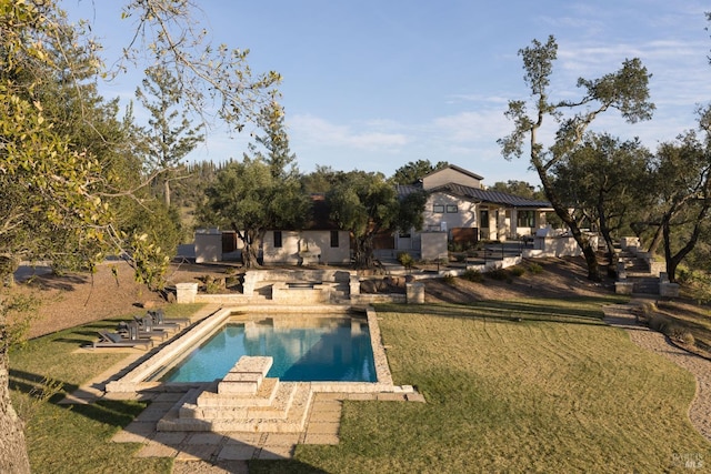 pool with a lawn