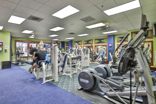501 Three Rivers Ct, Rio Vista, CA 94571 - gym with ceiling fan and a paneled ceiling