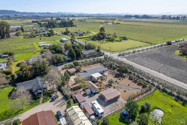 birds eye view of property with a rural view